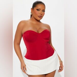 FASHION NOVA In My Element Lace Up Corset Top - Red SIZE: 2X